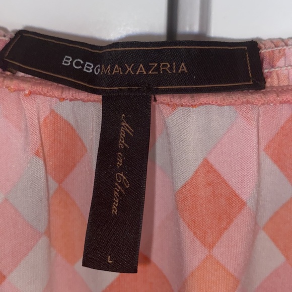 BCBG MAXAZRIA Chic Orange Square Geometric Print Stretch Blouse - Picture 5 of 7